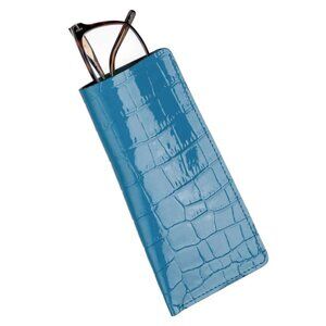 Real Calfskin Eyewear Cover – Alligator Embossed Leather - Blue Lagoon